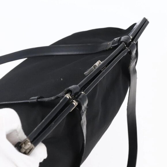 PRADA Tote Bag Nylon Leather Black Silver Auth - Picture 6 of 16